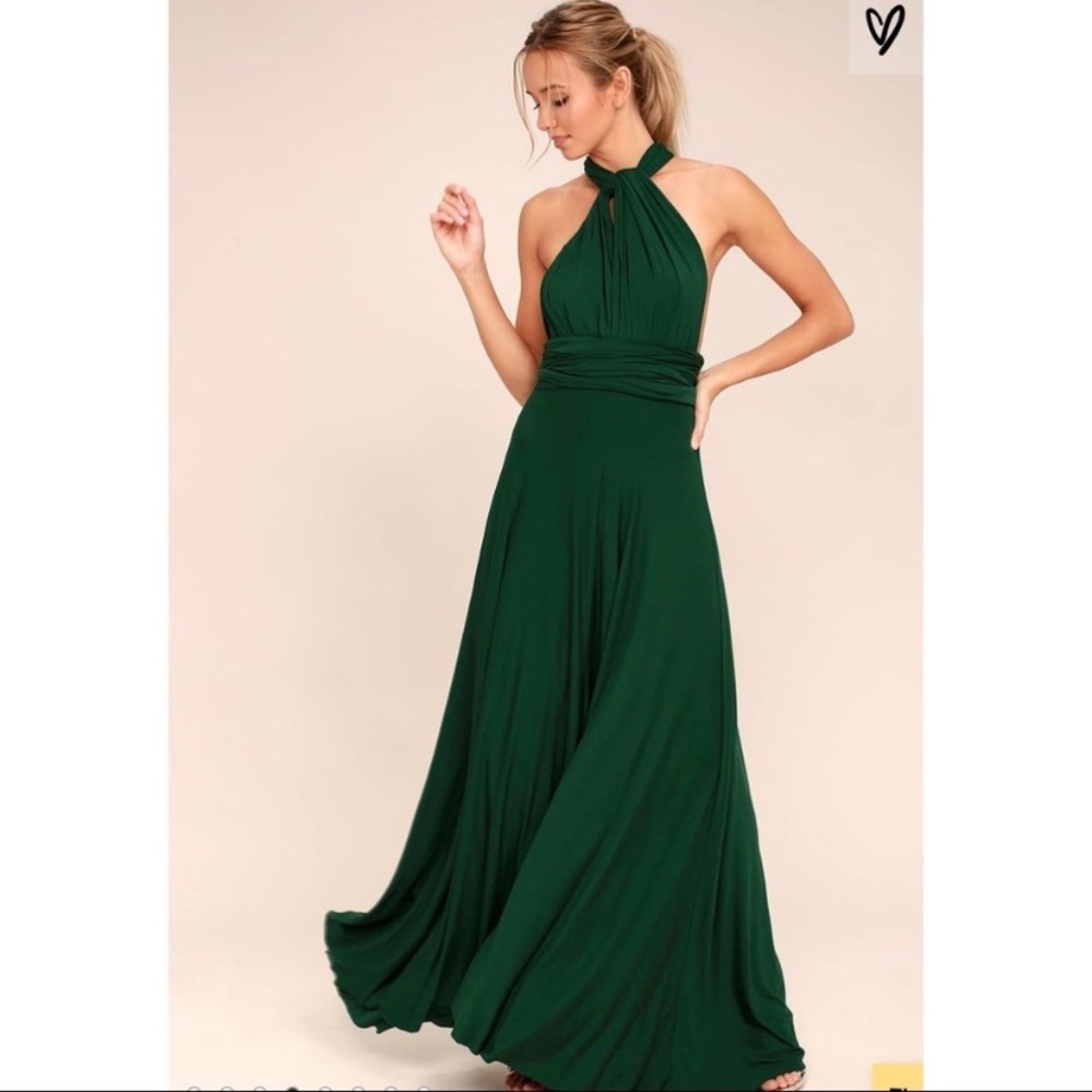 Lulus large versatile forest green maxi dress